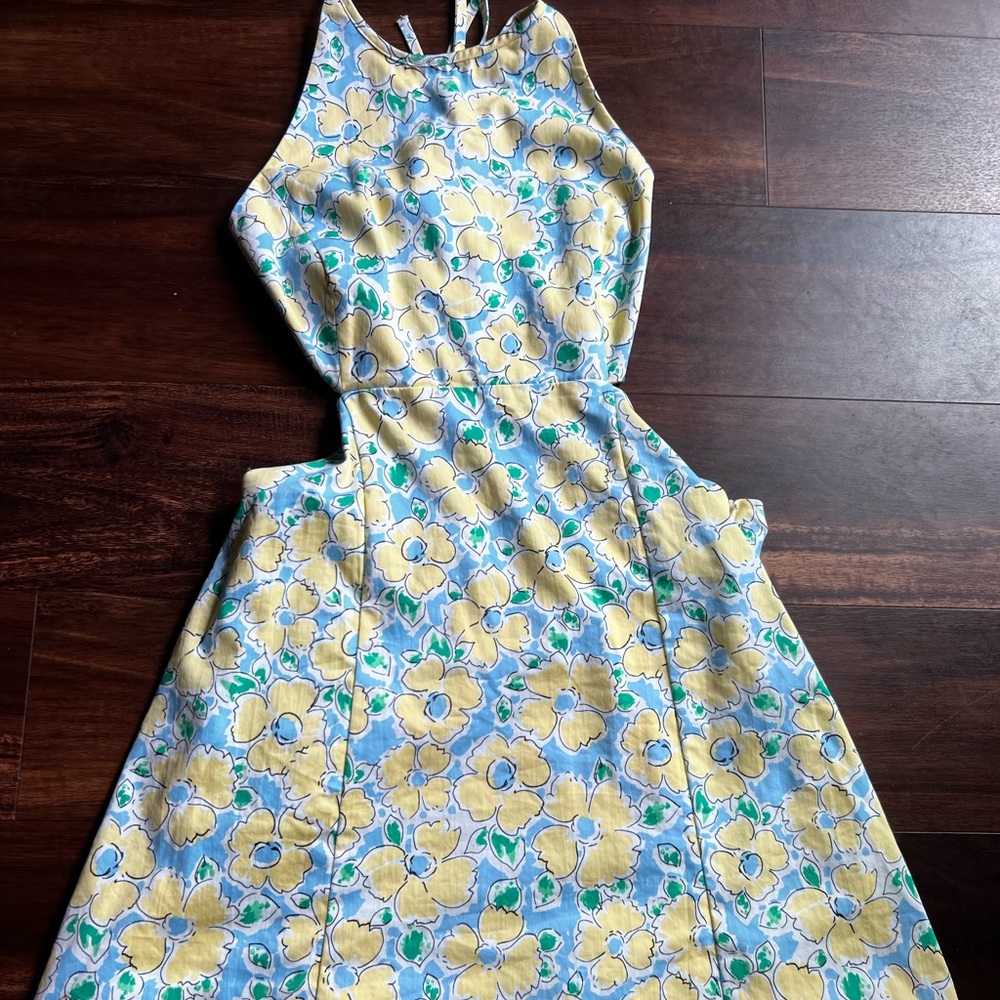 Zara floral cut out halter dress sz L